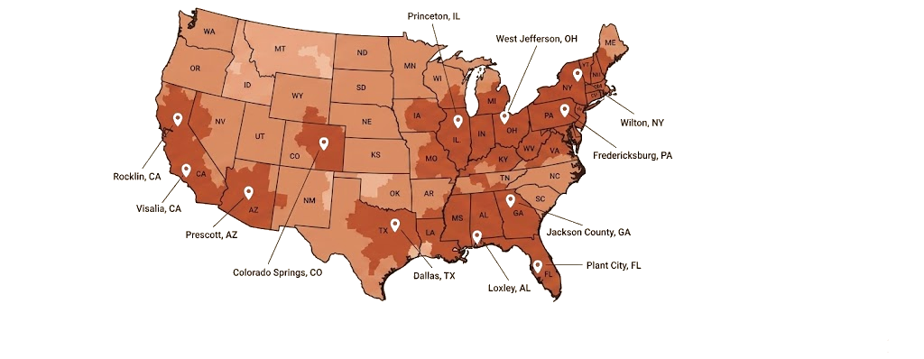 Our fulfillment centers across the US for fast nationwide shipping